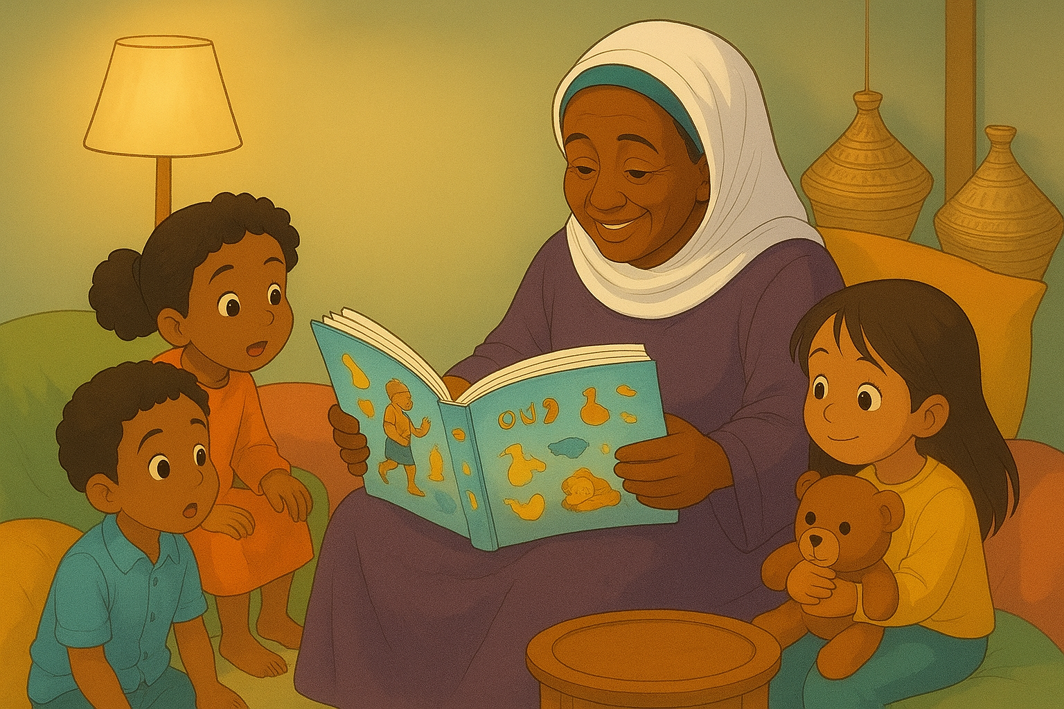 Children reading colorful storybooks together