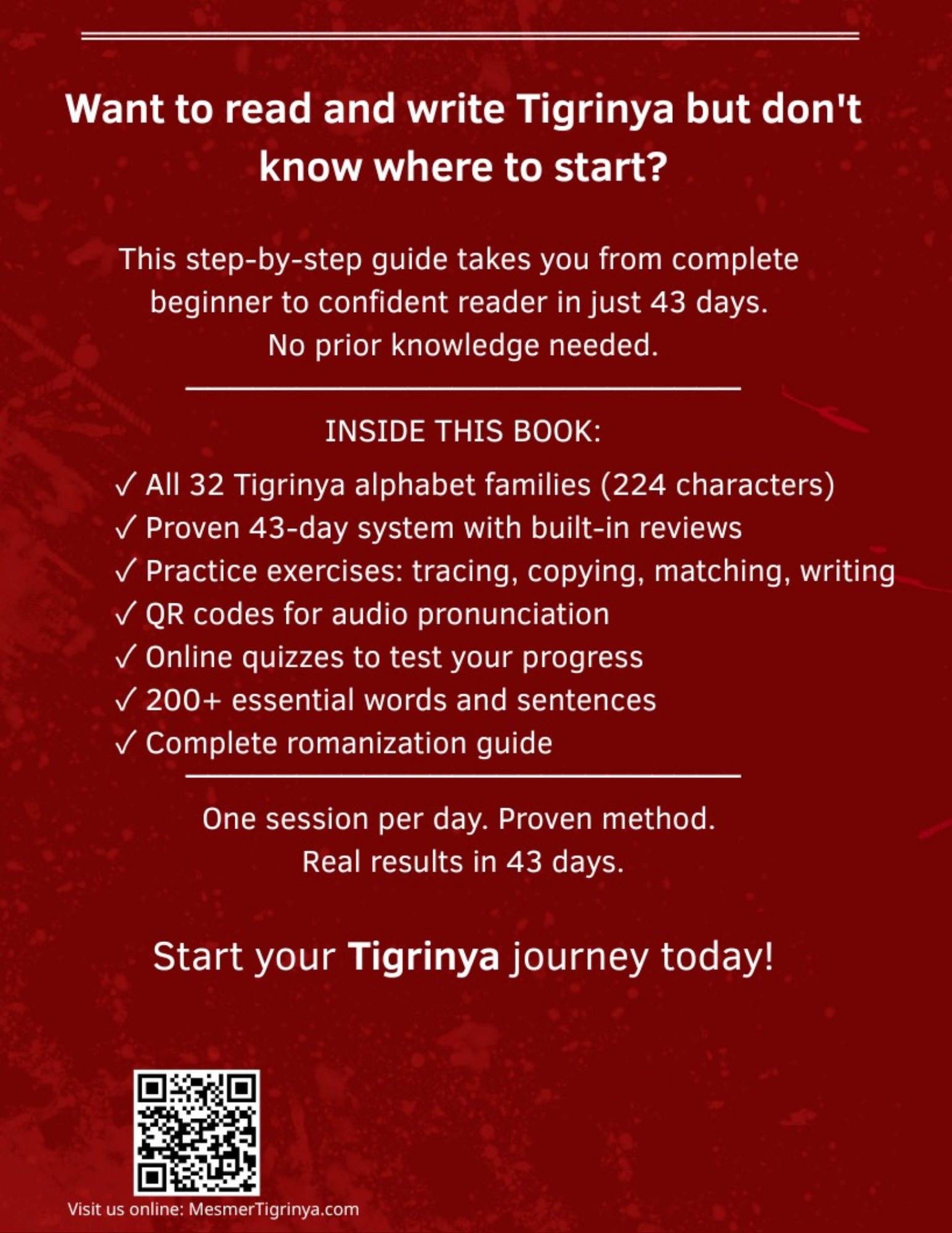 Master the Tigrinya Alphabet in 43 Days: A Complete Guide to Reading and Writing Ge'ez Script
